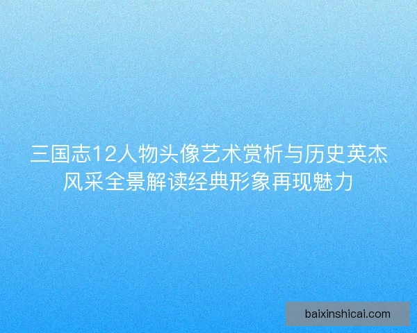三国志12人物头像艺术赏析与历史英杰风采全景解读经典形象再现魅力